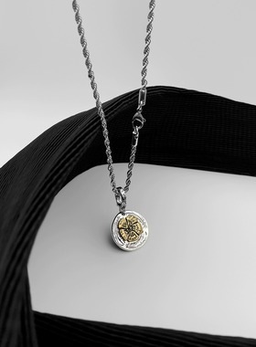 钛钢麻花链中性金色海棠花项链