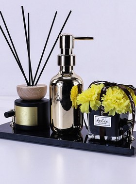 卫生间香薰摆件h洗手台装饰大理石托盘套装酒店样板间洗手间软饰