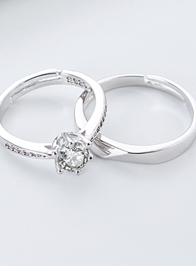 婚礼仪式的假交换对戒50分钻戒开口情侣对戒简约男女一对道具戒指