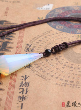 晨曦水晶复古优化蛋白石水晶灵摆吊坠情侣项链民族风男女饰品