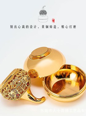 金丝镶宝铜葫芦摆件家用客厅店铺卧室开口小葫芦铜福禄摆件