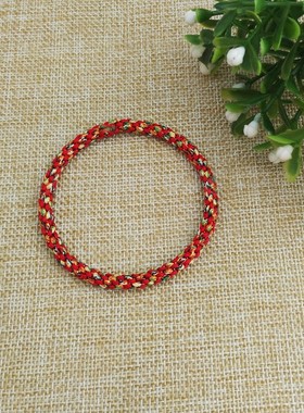 手编无扣绳子手镯粗款手链本命年红绳男女情侣黑蓝黄绿紫彩色手绳