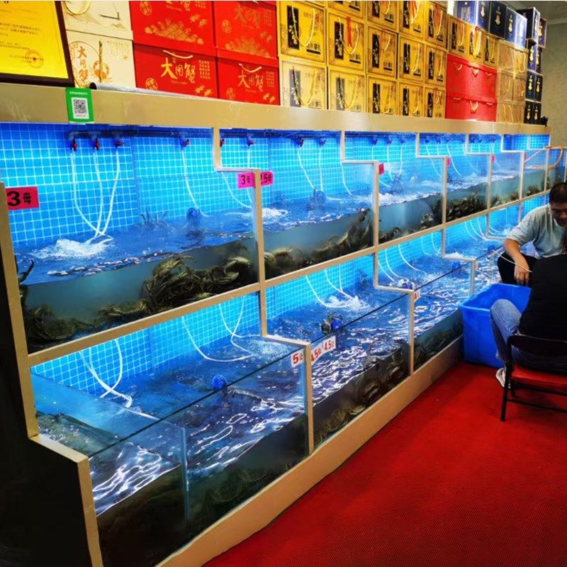 苏州大闸蟹玻璃缸专用水产市场订做大型海鲜池固定鱼缸定制南通,淘宝优惠券,粉丝福利购,淘宝优惠卷