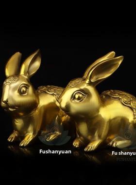 采购产品纯铜兔饰品，福兔一对，福兔，福字兔，招财兔，生肖兔，