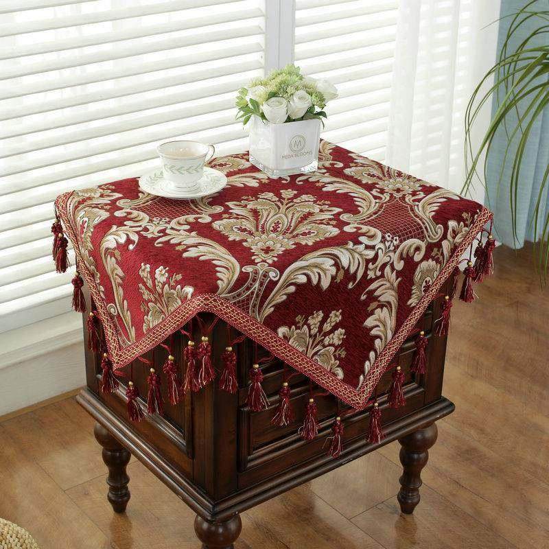 新中式床头柜盖布高级感正方形防尘罩家用客厅小四方桌茶几垫桌布,淘宝优惠券,粉丝福利购,淘宝优惠卷