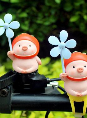 诸柿如意小猪竹蜻蜓风车汽车载摆件自行车电瓶车电动摩托车装饰品