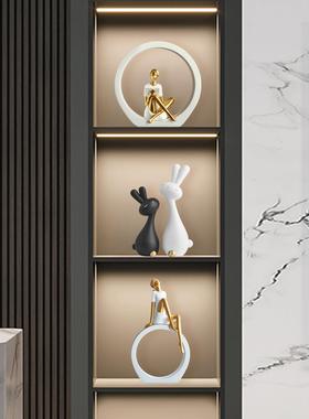 轻奢高档酒柜装饰品摆件高级感小众客厅玄关电视餐边柜子现代简约