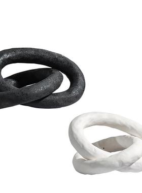 北欧轻奢极简创意几何圆圈摆件售楼处样板间书房圆环软装饰品摆设