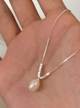 珍珠吊坠碎银子项链女高级感简约个性百搭温柔气质时尚颈链锁骨链