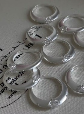 高级感星球锆石哑光金属戒指女小众设计轻奢时尚简约百搭指环戒子