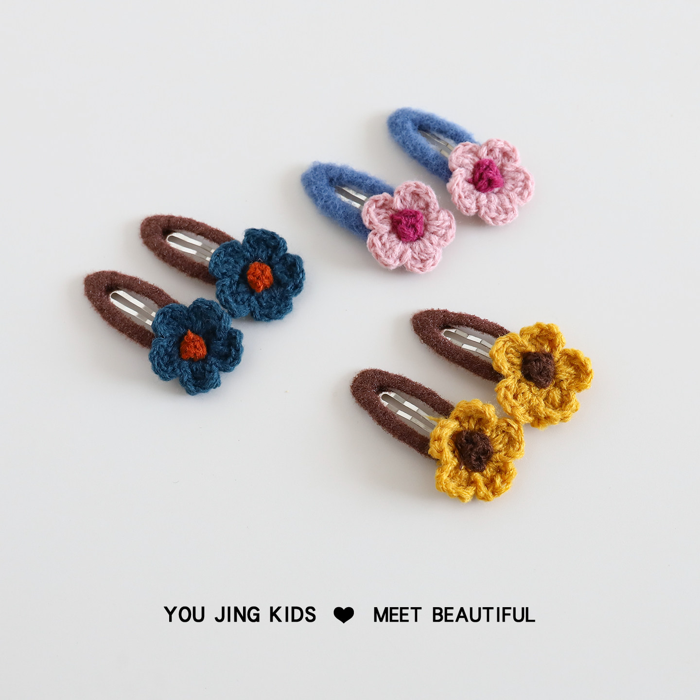 韩系毛线花朵儿童发夹bb夹秋冬针织女孩刘海夹发卡女童侧边夹头饰,淘宝优惠券,粉丝福利购,淘宝优惠卷