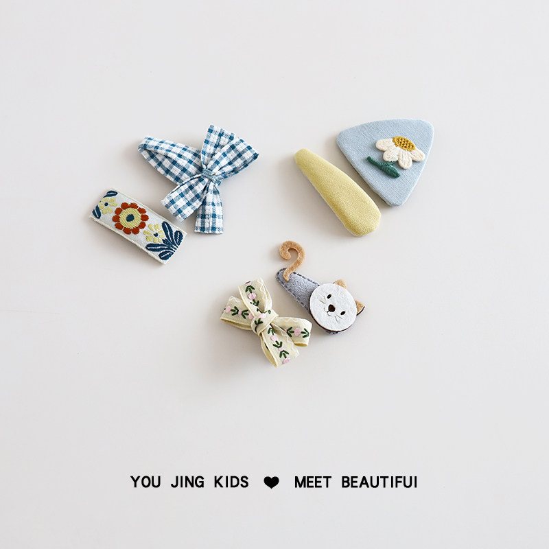 韩系可爱儿童发夹女童猫咪刘海夹发卡小女孩清新边夹布艺百搭头饰,淘宝优惠券,粉丝福利购,淘宝优惠卷