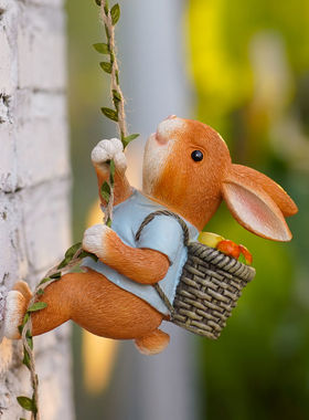 阳台户外花园杂货摆件网红小院装饰造景兔子墙面露台挂件精致可爱