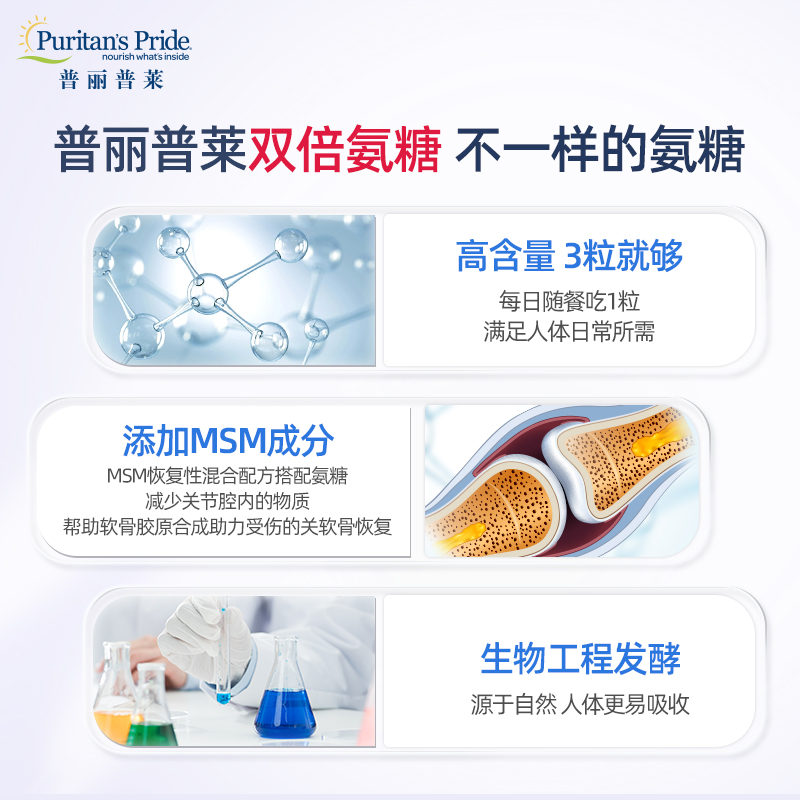 普丽普莱美国原装进口双倍msm氨糖 普丽普莱保健品海外氨基葡萄糖