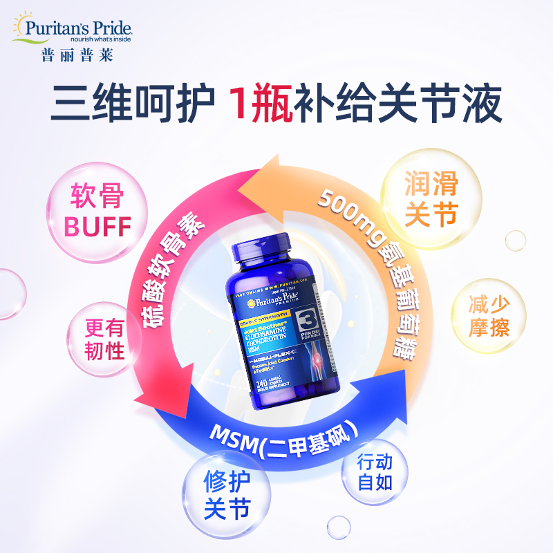 普丽普莱美国原装进口双倍msm氨糖 普丽普莱保健品海外氨基葡萄糖