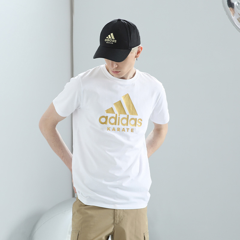 Adidas阿迪达斯男子大LOGO透气舒适休闲运动短袖T恤ADICTKP-BG - 图3