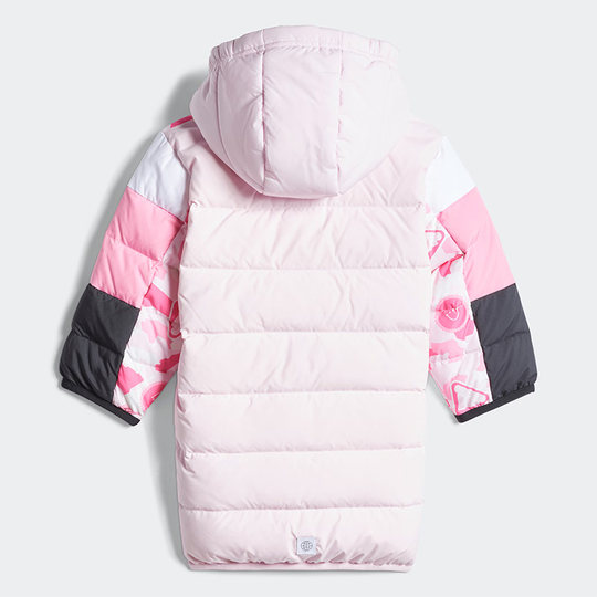 Adidas children's camouflage print warm hooded color-blocking down jacket HM9637