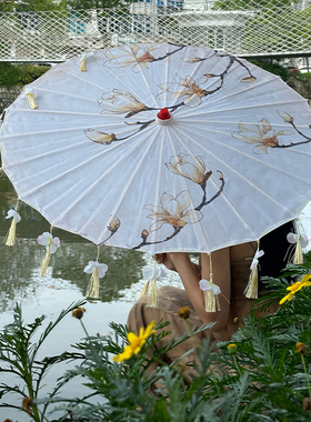 古风花瓣油纸伞水墨山水花素雅走秀汉服演出道具新中式工艺伞
