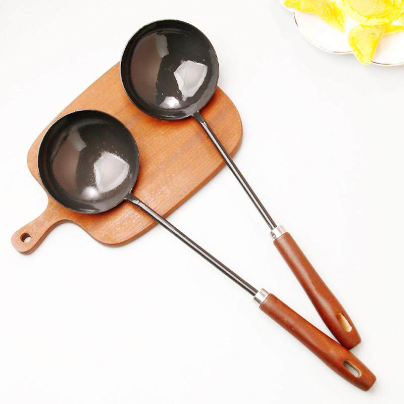 手工锻打熟铁炒勺木把炒勺家用 厨具炒菜勺子 蛋饺老式长柄炒菜勺,淘宝优惠券,粉丝福利购,淘宝优惠卷