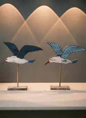 海洋风格复古海鸟摆件海鸥摆设地中海样板房软装电视柜摆台装饰品