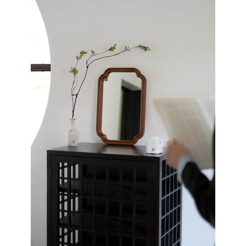 宋代美学覆古小轩花窗镜实木框新中式过道玄关茶室壁挂墙面装饰镜,淘宝优惠券,粉丝福利购,淘宝优惠卷