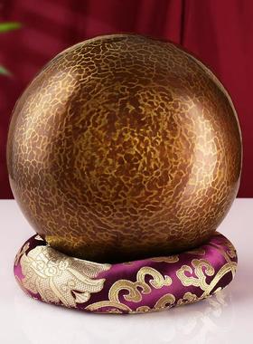 紫金铜钵颂钵手工钵瑜珈冥想钵佛音碗纯铜磬钵盂摆件家用铜碗静心