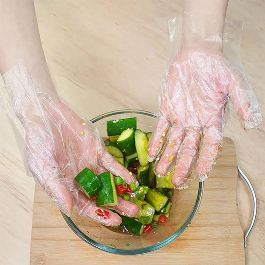 Extra thick disposable gloves catering food hand mask eating lobster thickened transparent PE plastic film