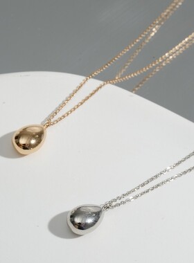 日本2026长款极简水滴吊坠项链女款高级感轻奢小众气质百搭锁骨链
