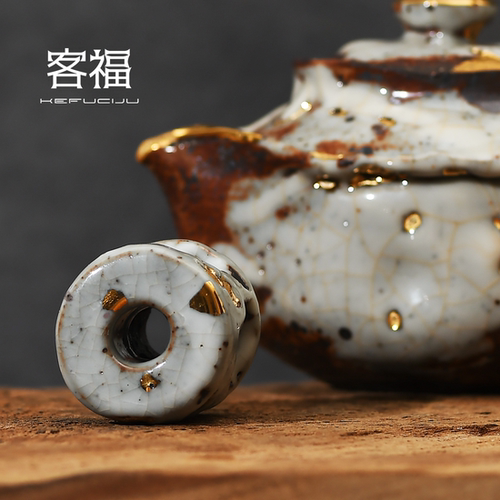 客福手作志野盖置盖托高越敦煌柴烧盖架禅意茶道紫砂壶盖托搁置架 - 图2
