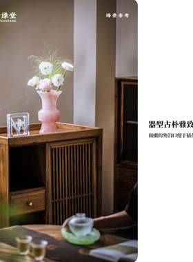 心缘堂琉璃宋式花瓶粉彩古花觚花器花插简约家居茶室琉璃摆件