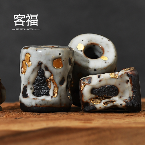 客福手作志野盖置盖托高越敦煌柴烧盖架禅意茶道紫砂壶盖托搁置架 - 图3
