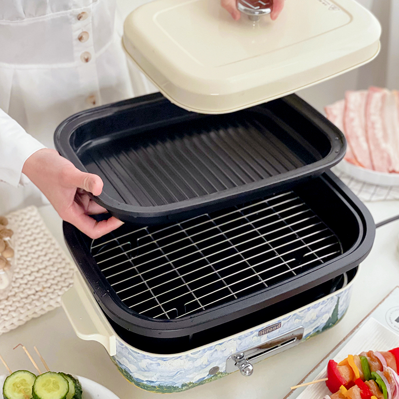 Hifood多功能料理锅家用分体电烤盘烤涮一体蒸煮炒煎电火锅网红锅