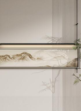 新中式金属吊杆装饰灯画餐厅包房走廊酒店别墅高档架挂画