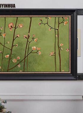 中古风绿色电表箱餐厅装饰画配电箱盒遮挡弱电箱餐桌挂画2024新款