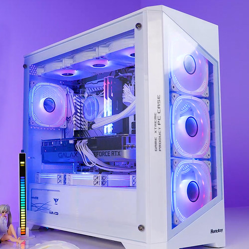 航嘉机箱GX760S/G63战戟电脑台式机侧透明白色海景房360水冷matx - 图1