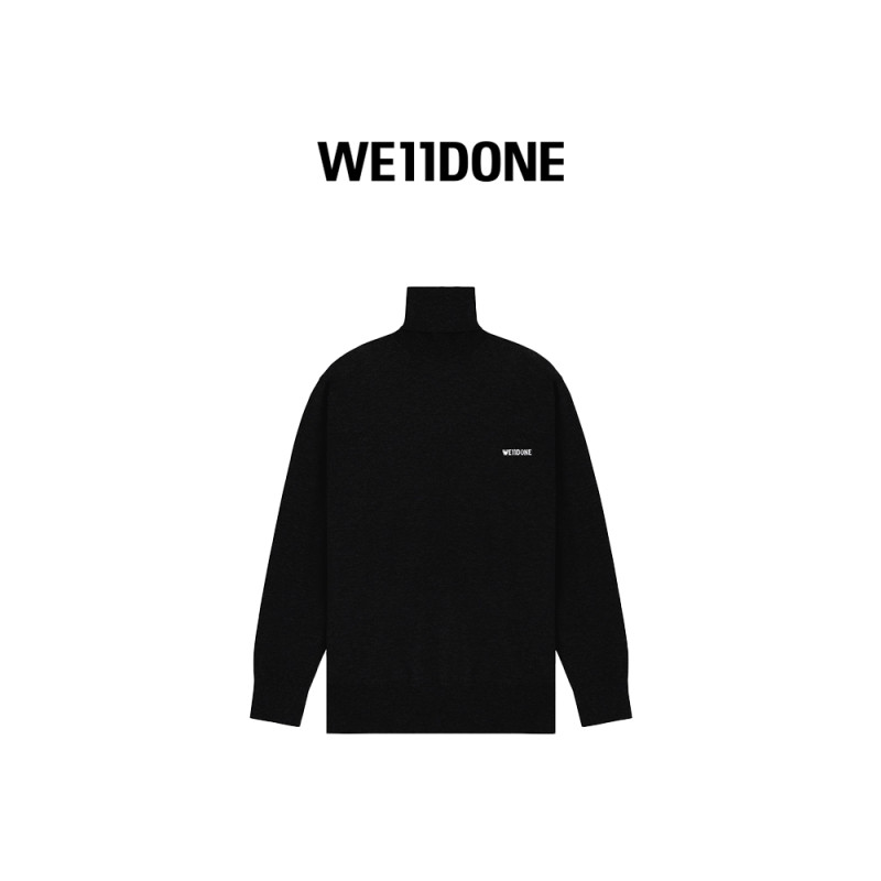 WE11DONE中性男女同款胸前提花logo高领针织上衣打底衫,淘宝优惠券,粉丝福利购,淘宝优惠卷