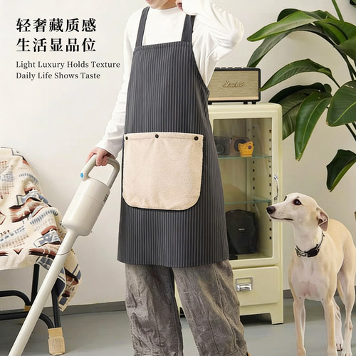 茉白家居可拆卸围裙厨房家用隔油围裙防水防油女加厚擦手巾  MB42 - 图0