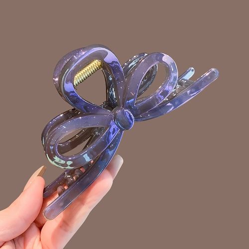 韩国高级感人鱼姬幻彩蝴蝶结大抓夹女后脑勺盘发鲨鱼夹马尾夹发卡 - 图1