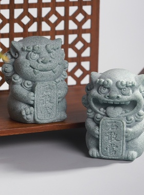 国潮石敢当文玩摆件创意仿石头车载小摆件桌面装饰树脂工艺品摆件