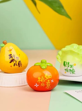 【萌萌一粒迷你可爱水果摆件】可爱带字寓意汽车小萌粒桌面装饰品