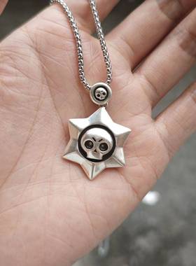 荒野乱斗游戏周边骷髅六芒星男女百搭复古戒指毛衣项链