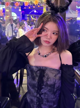原创设计 爱心蝴蝶水钻锆石星星皮带扣项链choker