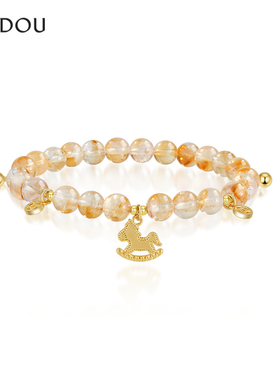 阿吉豆AJIDOU手饰女款马上有钱水晶手链高级招财精致官方新款手串