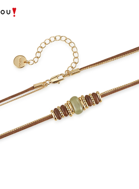 阿吉豆AJIDOU项链女玉见山河系列和田玉S925银锁骨链设计感颈链