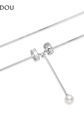 阿吉豆AJIDOU项链女款小众轻奢设计感银色锁骨链设计感锁骨链颈链