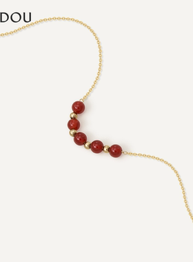 阿吉豆925银红色玛瑙项链本命年