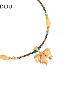 AJIDOU阿吉豆玄马迎福系列胖嘟嘟唐朝马吊坠项链生肖马