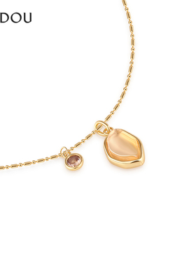 阿吉豆AJIDOU项链女天然黄水晶项链招财转运锁骨链轻奢小众毛衣链