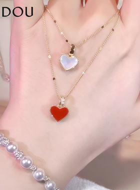 阿吉豆爱心项链气质吊坠锁骨链