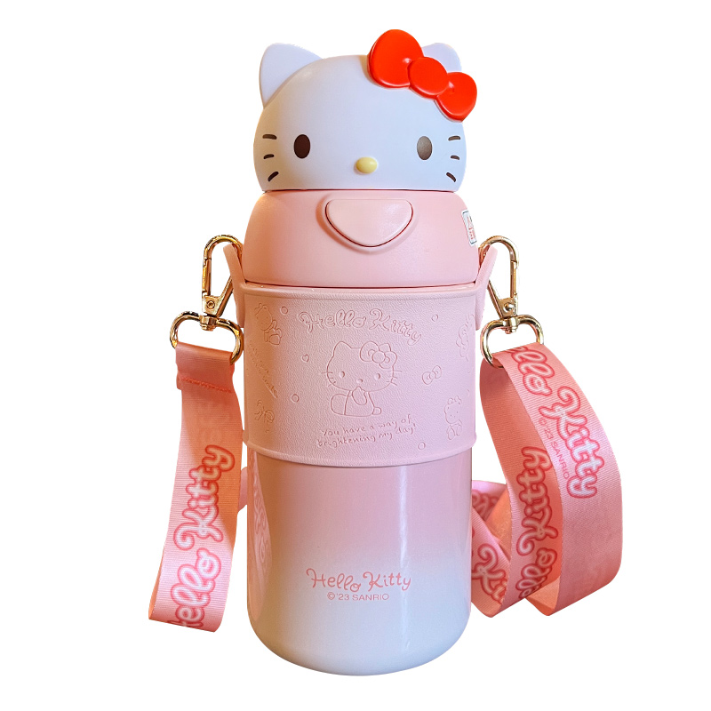 hellokitty保温杯女高颜值库洛米可爱水杯2024新款儿童带吸管杯子-图3